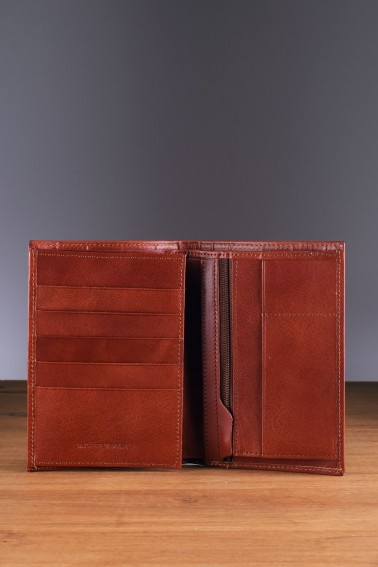 Portefeuille en cuir Spirit intérieur - Cognac