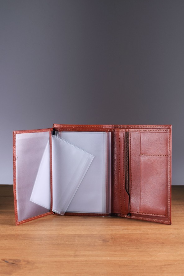 Portefeuille en cuir Spirit intérieur - Cognac