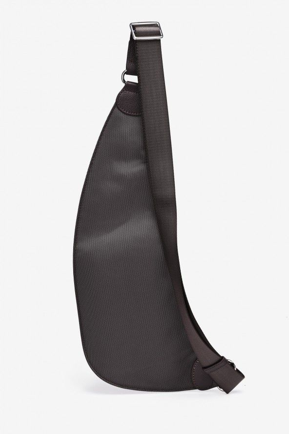 EDDY - ZEVENTO Holster en toile de nylon garni cuir de vachette - Choco ZE-5111 vue dos