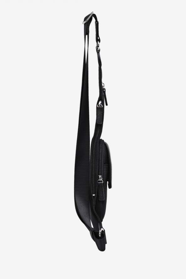 EDDY - ZEVENTO Holster en toile de nylon garni cuir de vachette - noir ZE-5111 vue latérale
