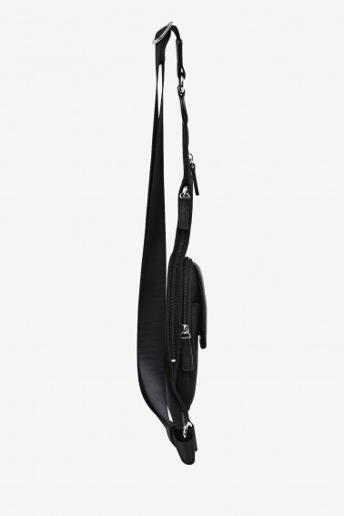 EDDY - ZEVENTO Holster en toile de nylon garni cuir de vachette - noir ZE-5111 vue latérale