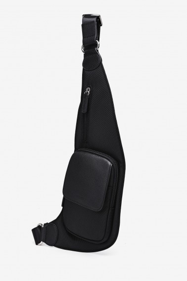 EDDY - ZEVENTO Holster en toile de nylon garni cuir de vachette - Noir ZE-5111 vue profile