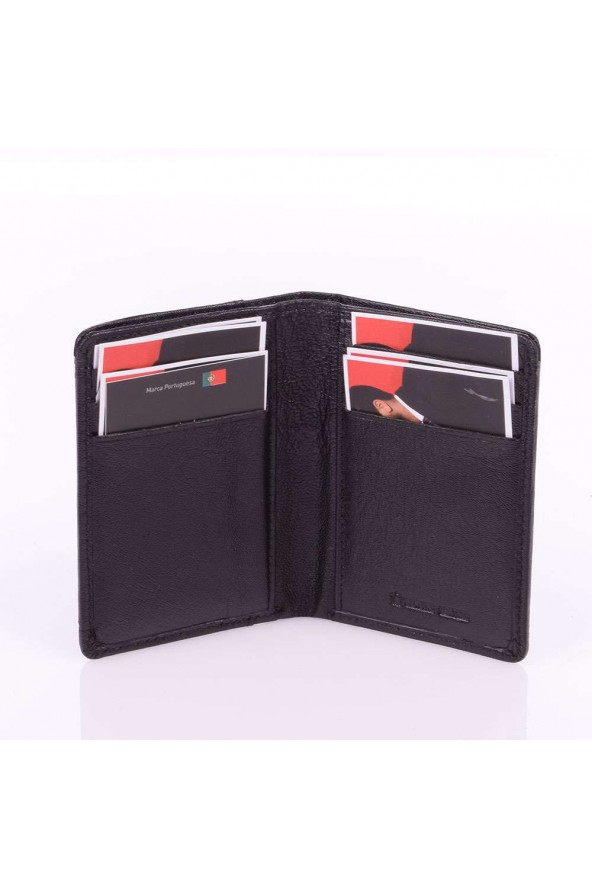 Porte-cartes en cuir Rubre intérieur - Noir
