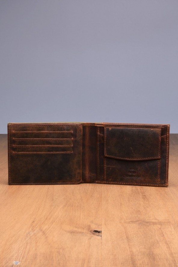 Portefeuille en cuir Lupel intérieur - Marron