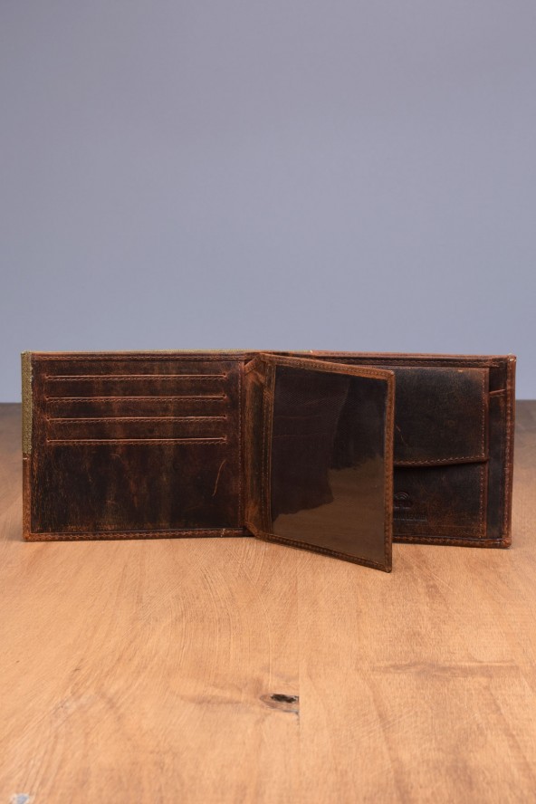Portefeuille en cuir Lupel intérieur - Marron