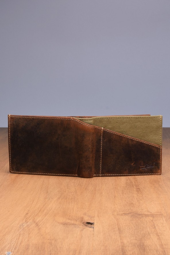 Portefeuille en cuir Lupel dos - Marron