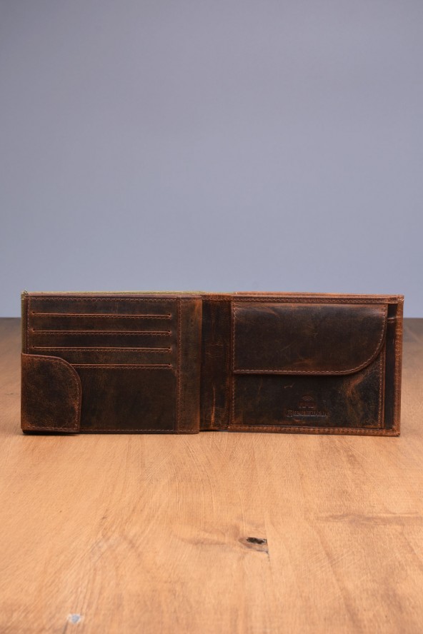 Portefeuille en cuir Lupel intérieur - Marron