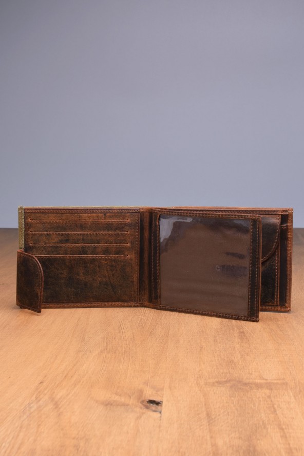 Portefeuille en cuir Lupel intérieur - Marron