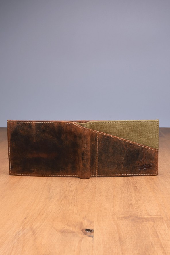 Portefeuille en cuir Lupel dos - Marron