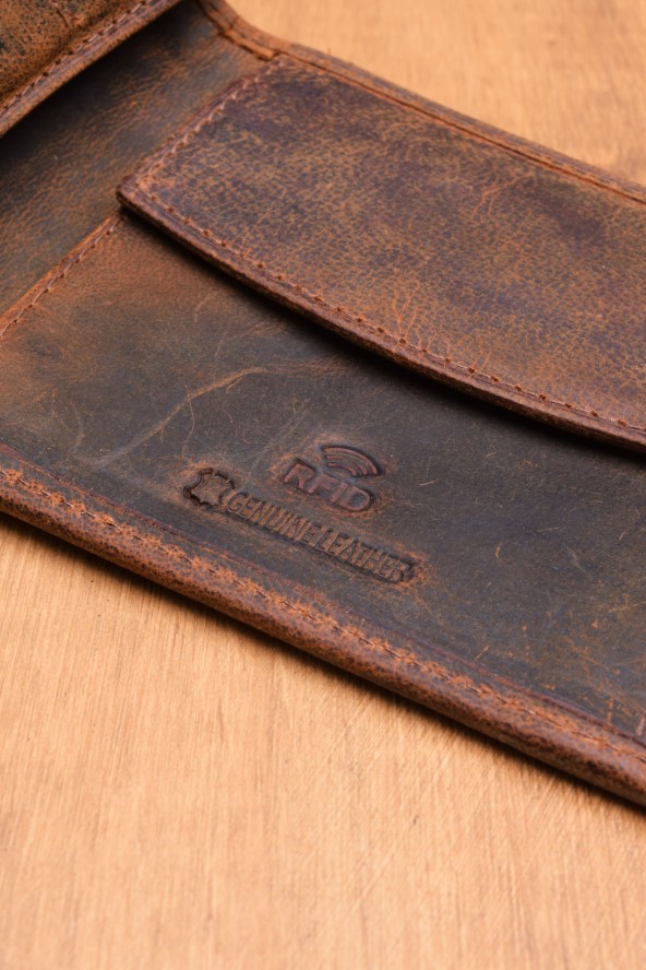 Portefeuille en cuir Lupel - Marron