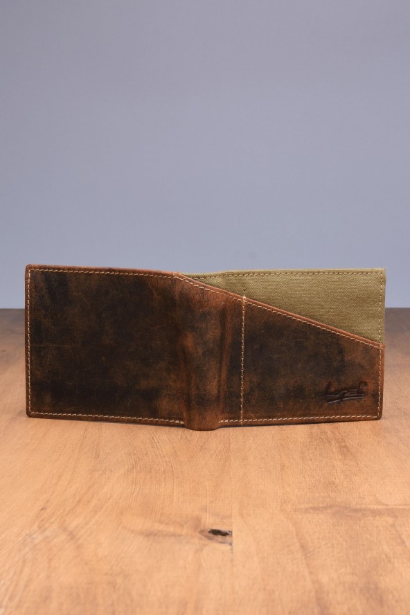 Portefeuille en cuir Lupel dos - Marron