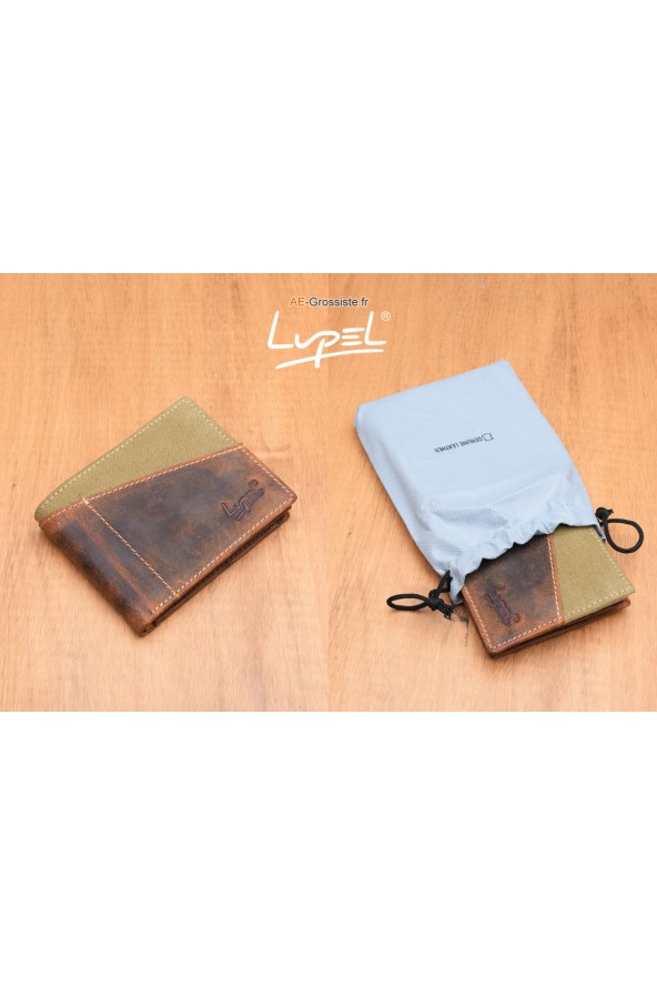 Portefeuille en cuir Lupel - Marron