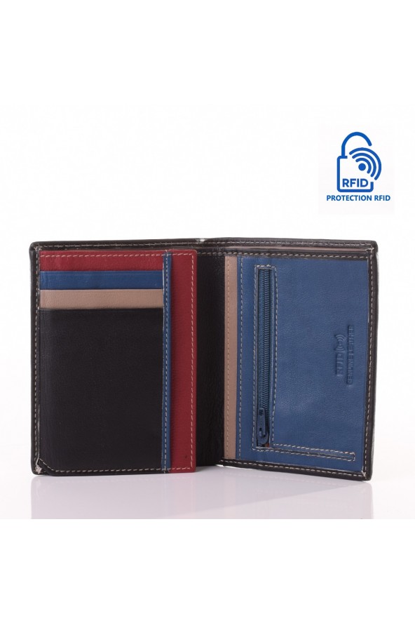 Portefeuille en cuir Lupel intérieur - Noir
