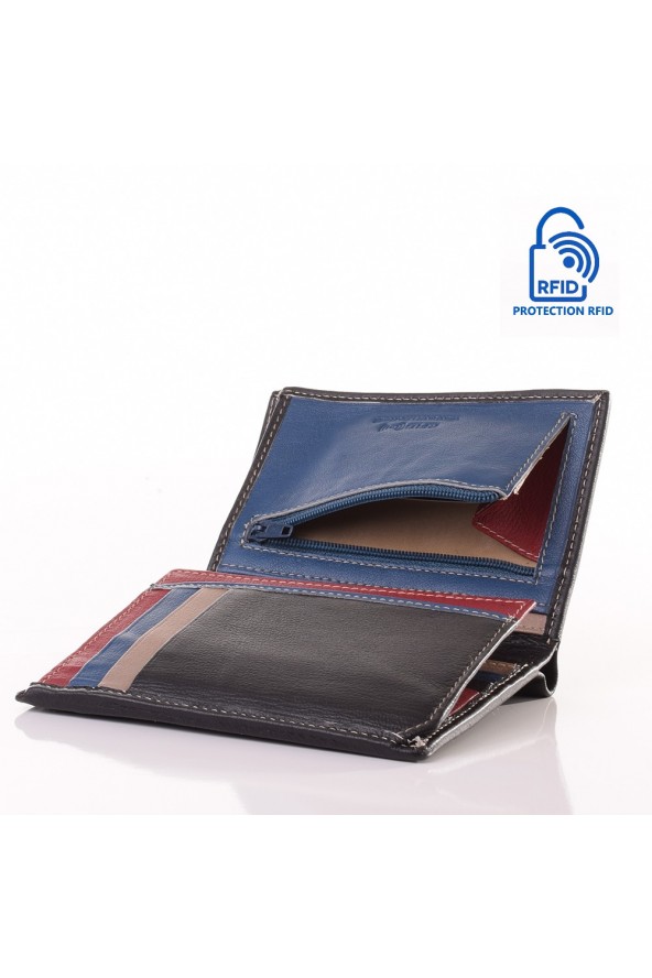 Portefeuille en cuir Lupel intérieur - Noir