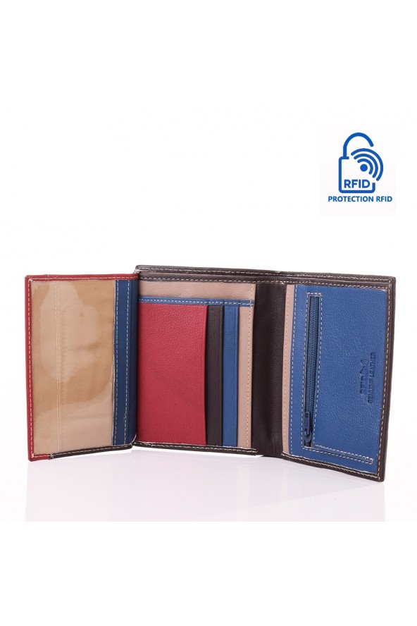 Portefeuille en cuir Lupel intérieur - Marron