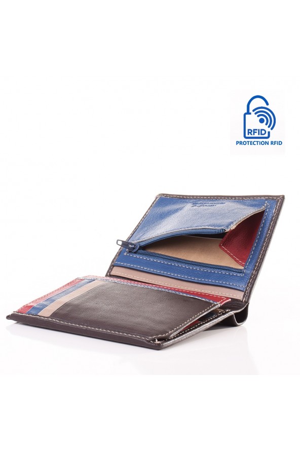 Portefeuille en cuir Lupel intérieur - Marron
