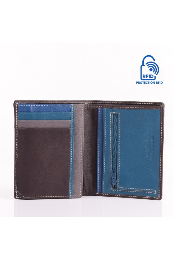 Portefeuille en cuir Lupel intérieur - Marron