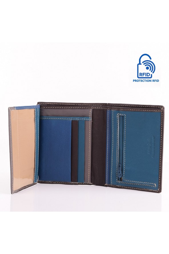 Portefeuille en cuir Lupel intérieur - Marron