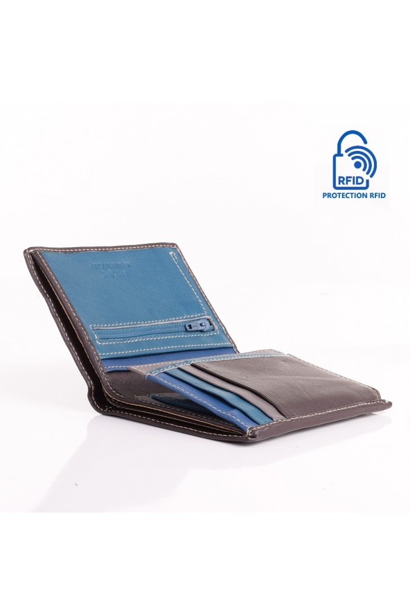Portefeuille en cuir Lupel - Marron