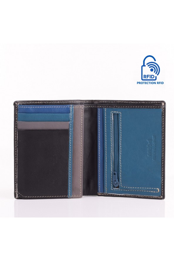 Portefeuille en cuir Lupel intérieur - Noir