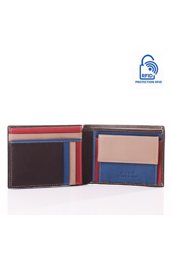 Portefeuille en cuir Lupel intérieur - Marron