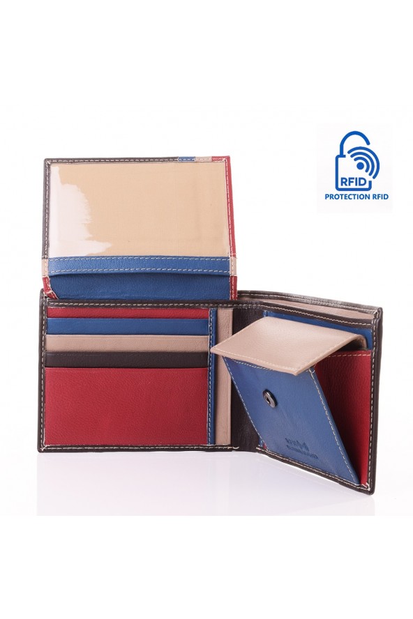 Portefeuille en cuir Lupel intérieur - Marron