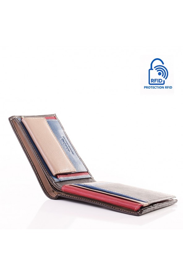 Portefeuille en cuir Lupel intérieur - Marron