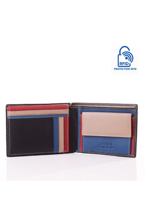 Portefeuille en cuir Lupel intérieur - Noir