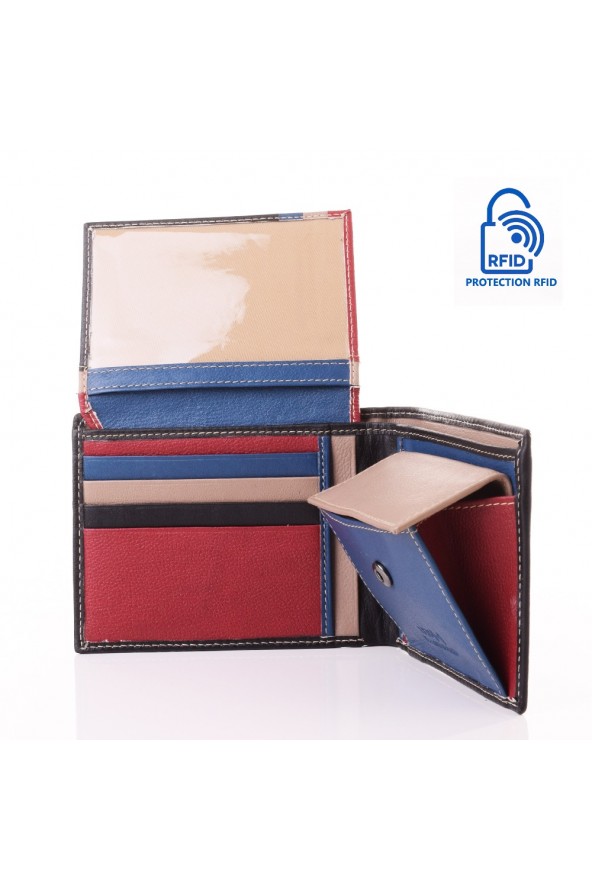 Portefeuille en cuir Lupel intérieur - Noir