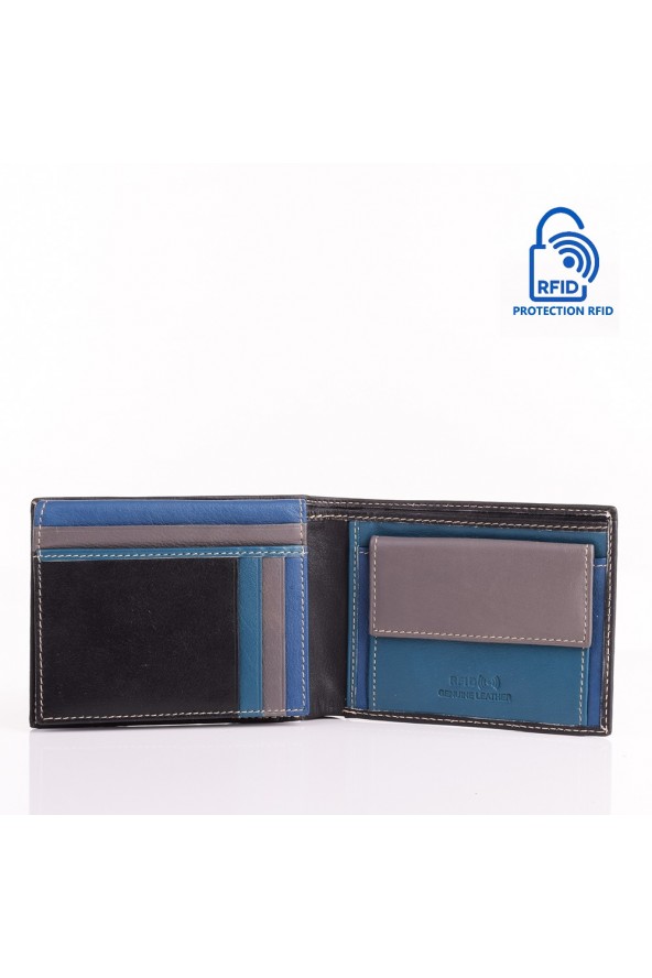 Portefeuille en cuir Lupel intérieur - Noir