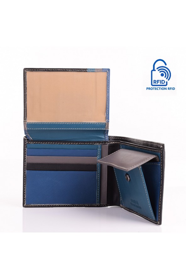 Portefeuille en cuir Lupel intérieur - Noir
