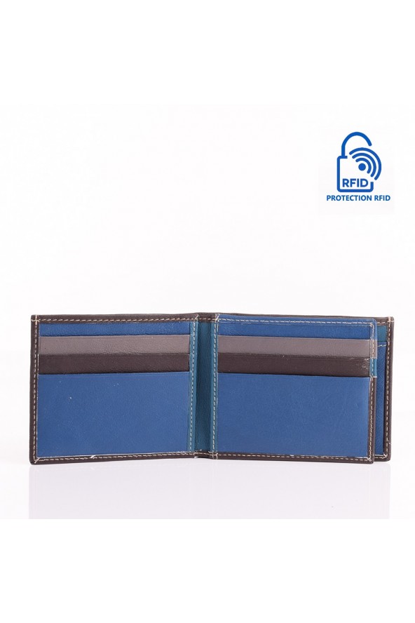 Portefeuille en cuir Lupel intérieur - Marron