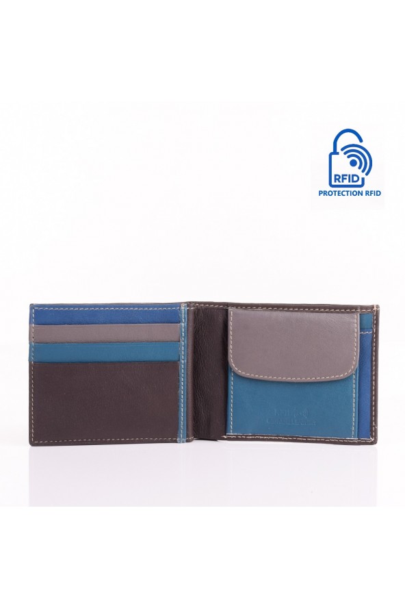 Portefeuille en cuir Lupel intérieur - Marron
