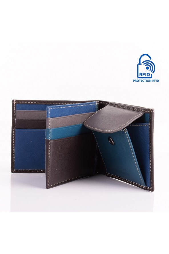 Portefeuille en cuir Lupel intérieur - Marron