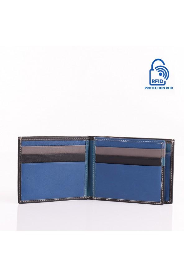 Portefeuille en cuir Lupel intérieur - Noir