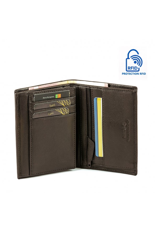 Portefeuille en cuir Lupel intérieur - Marron